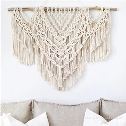 대형 Macrame 태피스트리 벽 교수형 기하학 예술 벽 장식 보헤미안 홈 침실 배경 짠 태피스트리 (나무 스틱 없음)