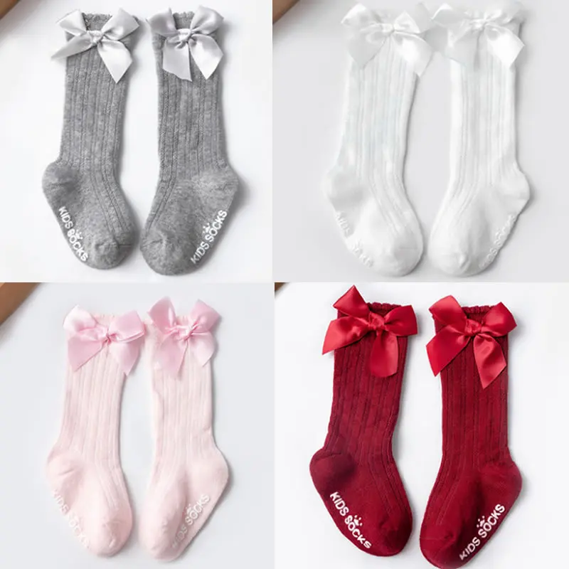 Baby Socks Girls Knee High Bow Stocking Girl Sweet Baby Stockings Long Tube Leg Warm Kids Children Boot Sock