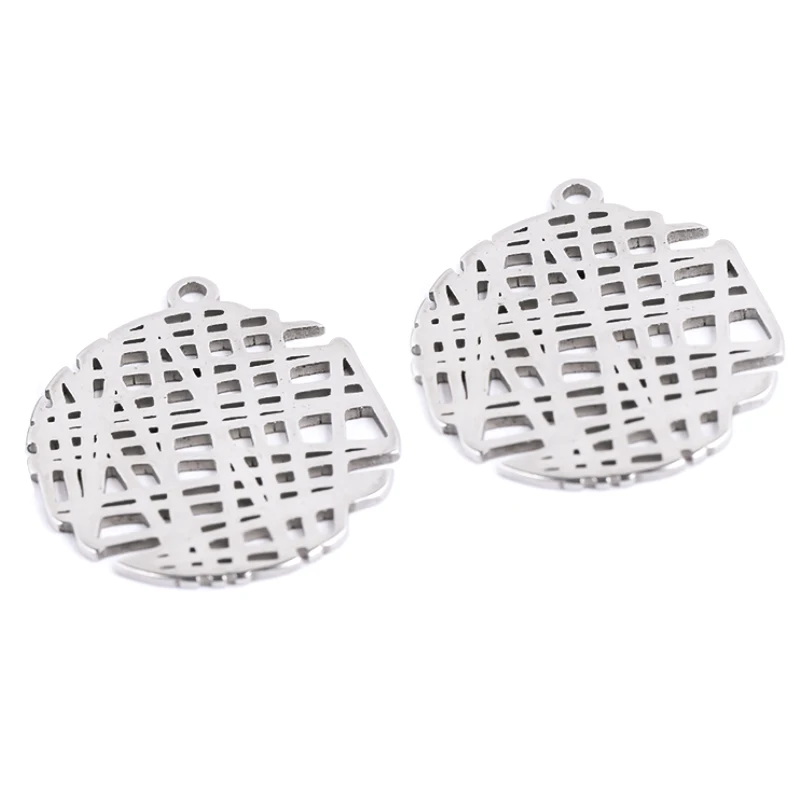 6Pcs Stainless Steel Hollow Out Circle Earring Charms Pendant Plate Diy For Jewelry Findings Earring Necklace Making Supplies