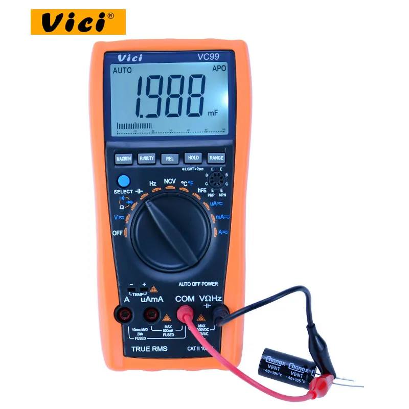 Vici VC99 multimetro digitale a gamma automatica ture RMS DC/AC 20A 1000V resistenza misuratore di capacità coppia termica termometro tester