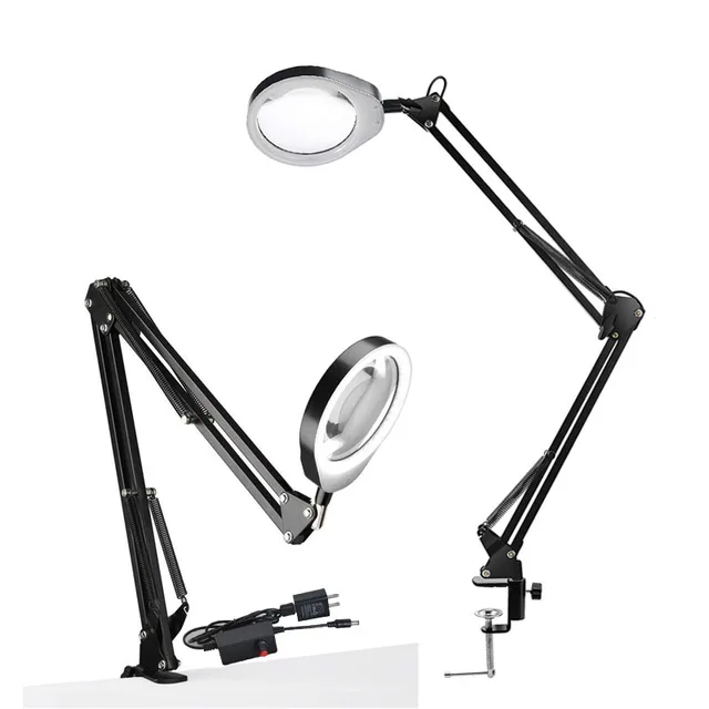 Lupa 10X 20X z lampą LED Szkło powiększające 72 LED Składana lampa stołowa Lupa 5.5D Szklana soczewka do czytania Naprawa PCB