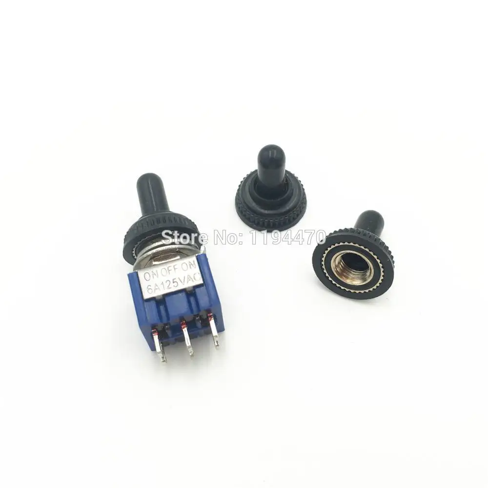 3sets MTS-202 MTS-203 6-Pins ON-ON ON-OFF-ON DPDT 6A 125VAC Mini Maintained Toggle Switch with Waterproof Cap 6mm Mounting Hole