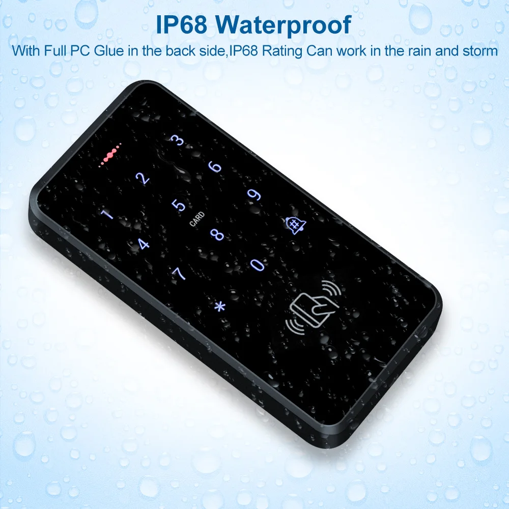 IP68 Waterproof Access Control System Outdoor RFID Keypad WG26/34 Access Controller Reader Rainproof 10 EM4100 Keyfobs for Home