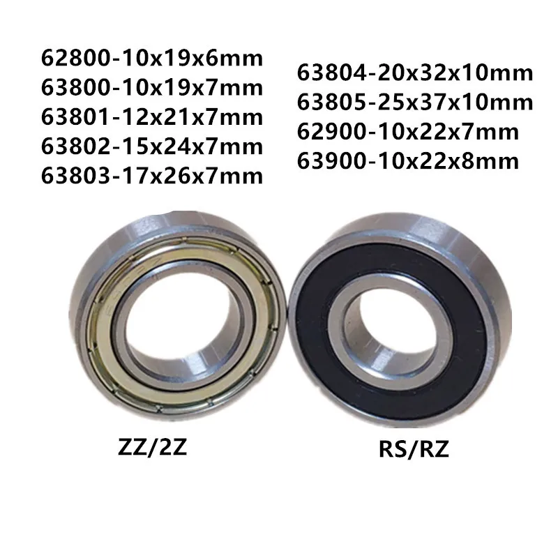 Rolamento de esferas profundo do sulco para a máquina do bordado, alargado, 62800, 63800, 63801, 63802, 63803, 63804, 63805, 62900, 63900, ZZ, Z, RS, 2RS, 1PC