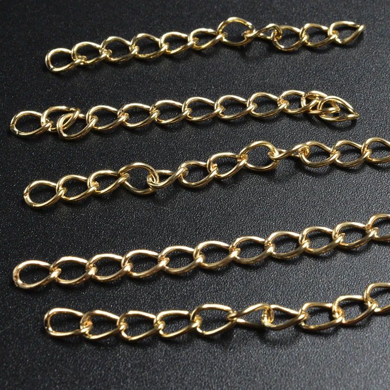 FLTMRH   60pcs/lot 50mm*3mm Necklace Extension Chain Bulk Bracelet Extended Chains Tail Extender for DIY