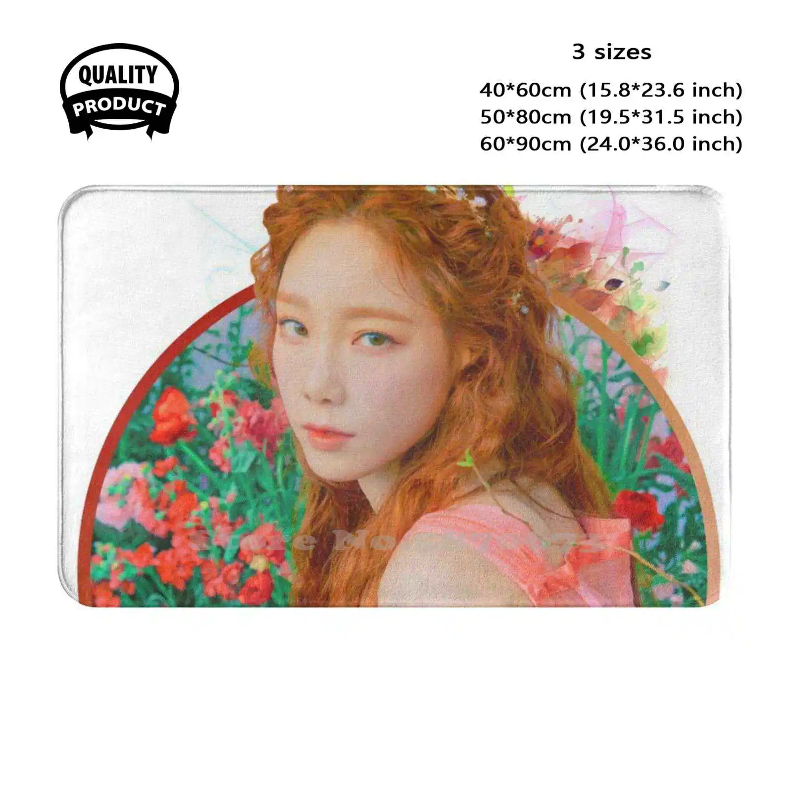 Taeyeon Soft Cushion Home Carpet Door Mat Car Rug Kpop Girl Korea Korean Snsd Girls Generation Taeyeon Flower Orange Green