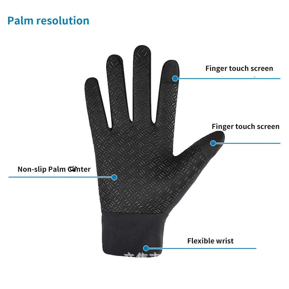 1 Pair Winter Men Gloves Touch Screen Driving Motorcycle Skiing Waterproof Non-Slip Warm Women Gloves Windproof Outdoor Sports