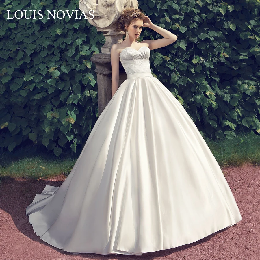 Louis Novias New fashion High End Strapless Backless Sweetheart Floor Skirt Vintage Wedding Dress Luxury Silk Taffeta Full Dress