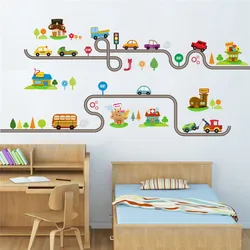 Cartoon Traffic Car Bus Wall Sticker for Kids Room Living Room Kindergarten Baby Nursery room decoration