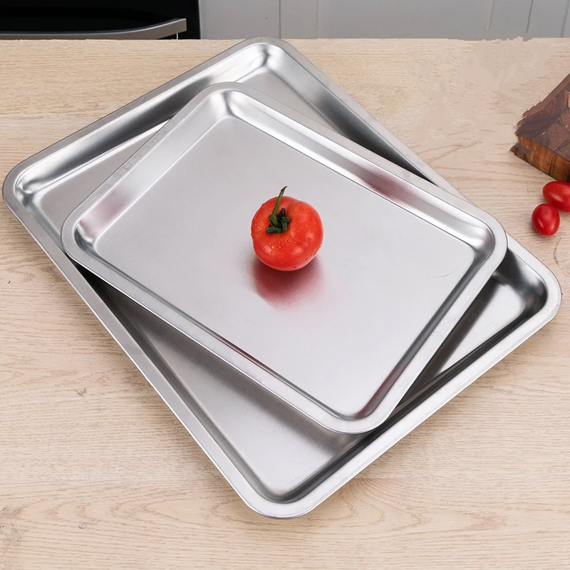 Stainless Steel Non-Stick Baking Loaf Pans Rectangle Fruit Food Storage Trays Plate Steamed Sausage Dishes Bakeware Kitchen Tool