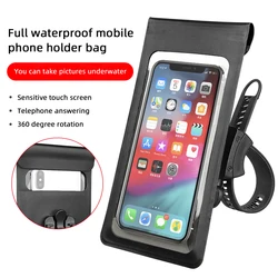 360° Rotation Waterproof Bicycle Phone Bag Case Touch Screen Bike Handlebar Phone Holder Motorcycle Rearview Mirror Phone Stands