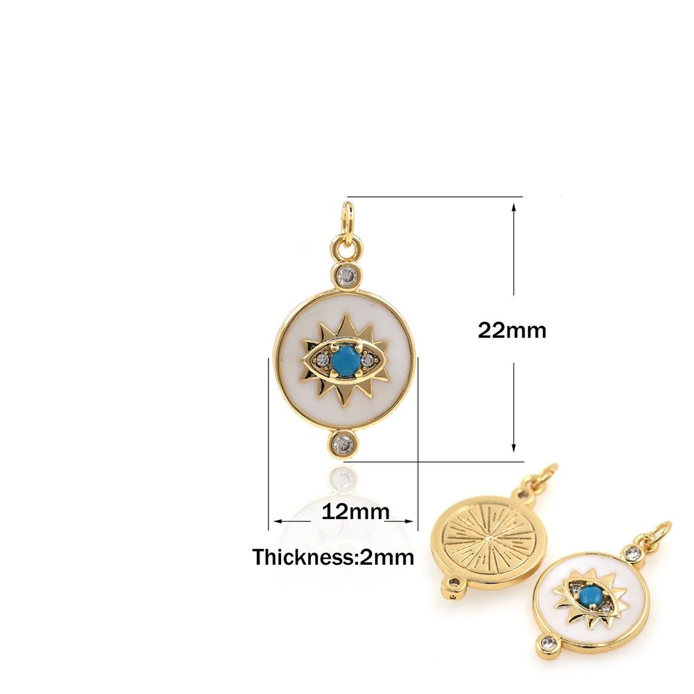 Hot Selling Punk Crystal Cubic Zirconia Turkish Enamel Round Evil Eye Pendant Statement The Best Gift For Women Wholesale