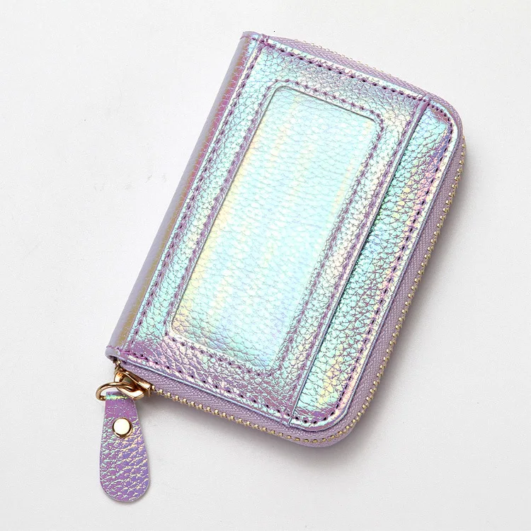RFID Protection PU Leather Zipper Coin Purse And Wallet Women Female Fashion Plastic Credit Bank ID Card Case Holder Small  Bag image 6