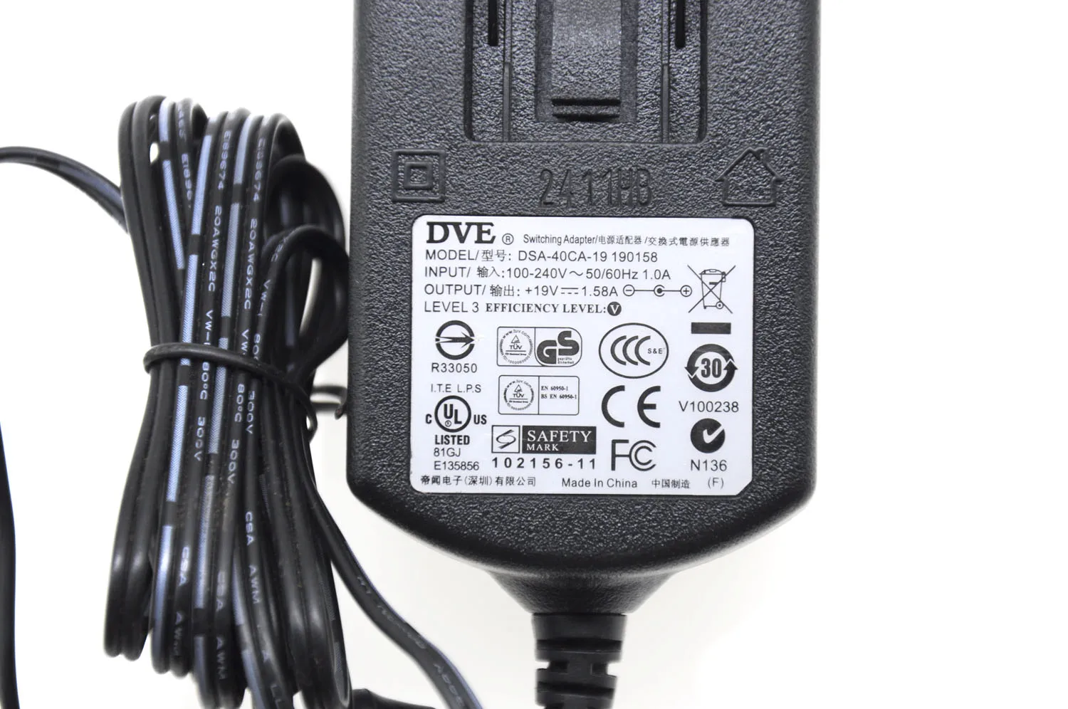 Original DVE 19V 1.58A Power Adapter For Acer LCD Monitor Power Supply G196HQL G206HL S190WL D255E G206HQL HP-A0301R3 DSA-40CA