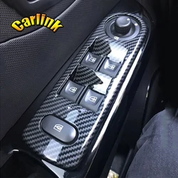 For Renault Captur 2015-2017 LHD ABS Carbon Fibre Inner Armrest Door Window Glass Lift Switch Button Panel accessories 4pcs