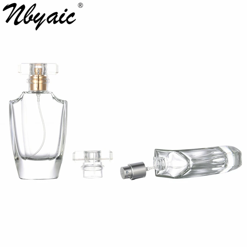 Nbyaic Perfume sub-bottling 50ml high-end portable perfume glass bottle empty bottle T-shaped cap spray bottle 1pcs