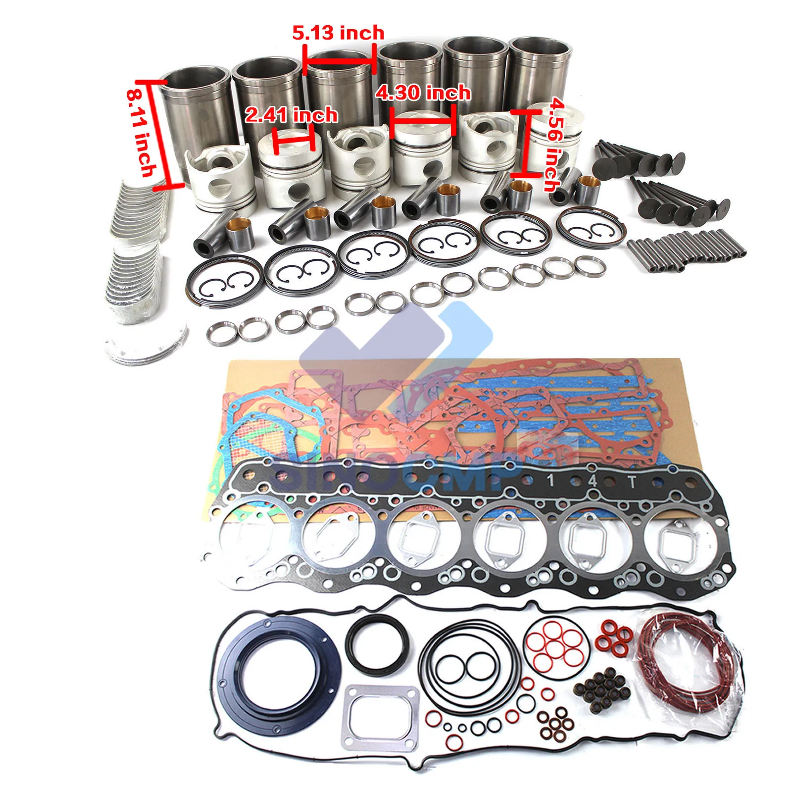 6D14 6D14T Engine Overhaul Rebuild Kit for Mitsubishi Engine Excavator E120 E140 E180