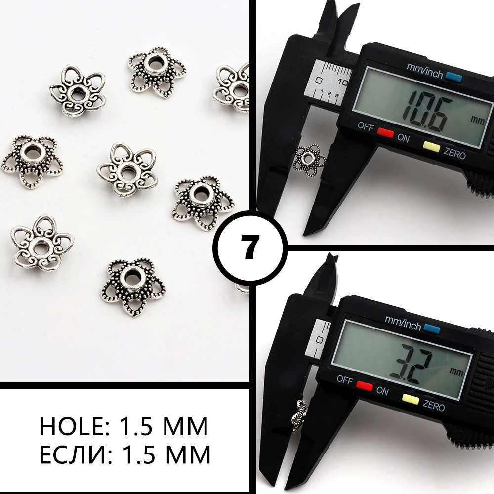 50 stücke Antike Kupfer Splitter Bronze Gold Runde Polygon Hohlen Form Metall Spacer Blume Perlen Kappen Für Schmuck Ketten, Der DIY – Detail 13
