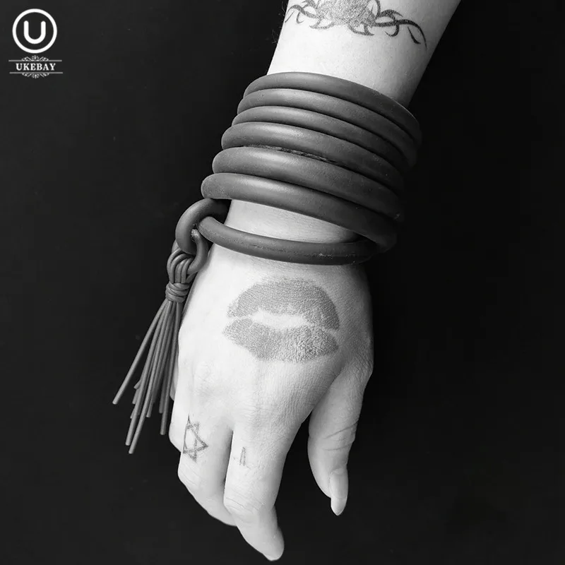 UKEBAY New Tassel Bangles For Women Charm Bracelets Gothic Hand Accessories Gift Lovers Rubber Jewelry Handmade Designer Bangle