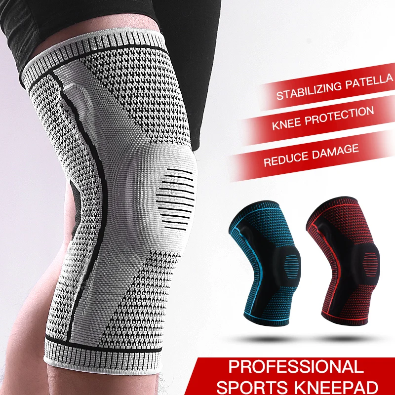 1 Piece Silicone Full Knee Brace Strap Patella Medial Support Strong Meniscus Compression Protection Sport Pads Running Basket