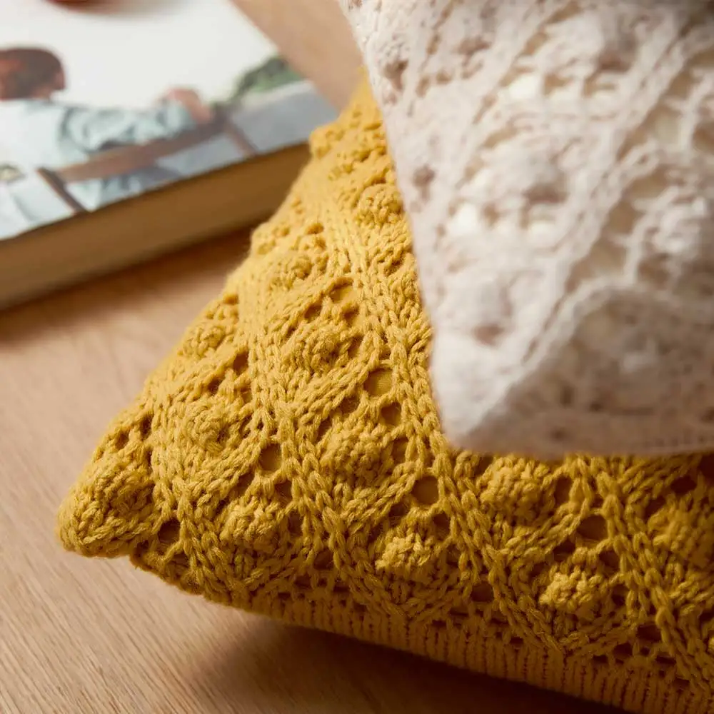 Soft Cushion Cover 45x45cm Mustard Yellow Pink Beige Grey Pillow Cover Knit Home decoration Square Pillow Case For sofa Bed