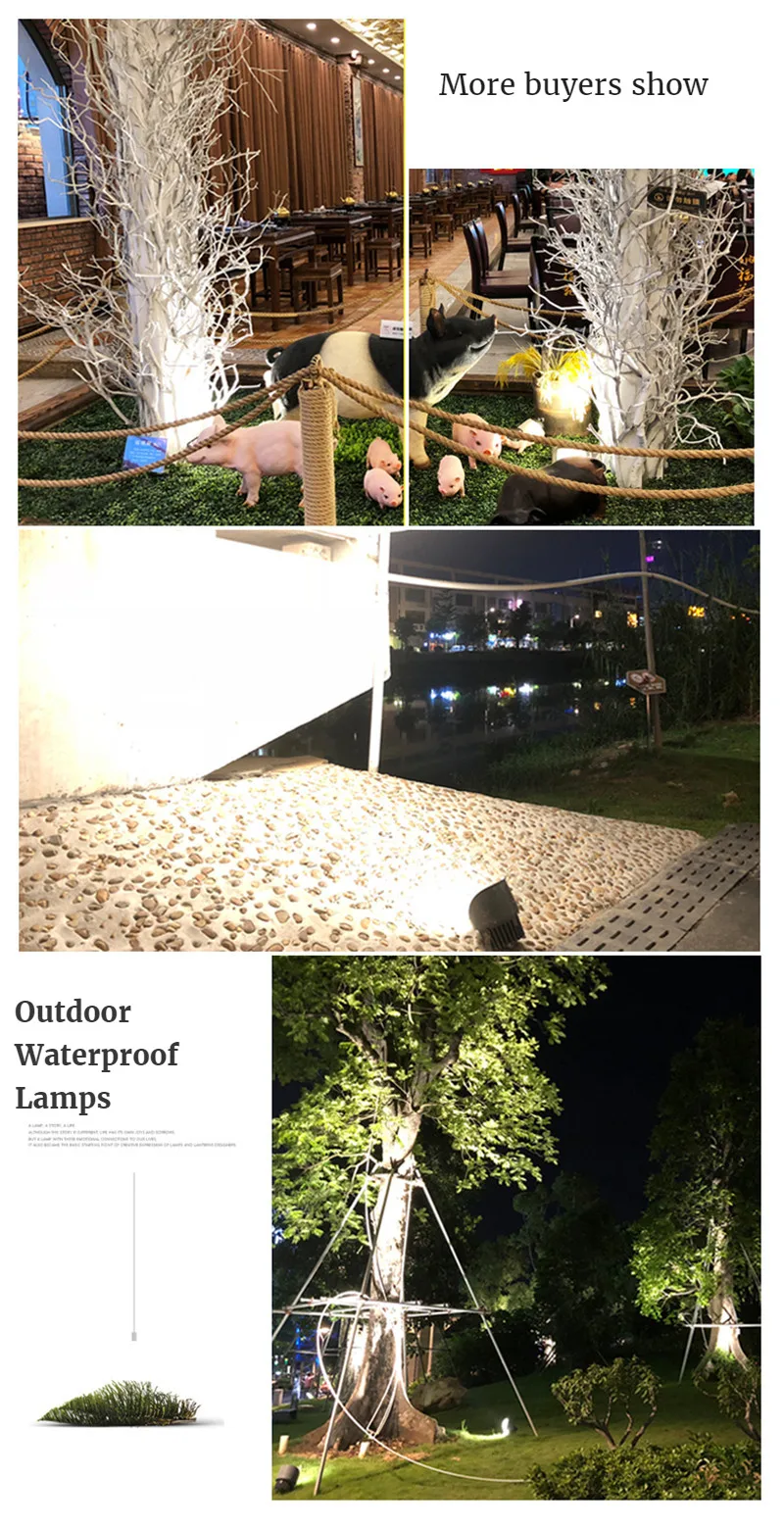 12w Outdoor Spotlights Garden Lawn Lamps Pillar Decor Gazebo Light Ground Lamp Tree Projection Lights Courtyard Landscape Lamps