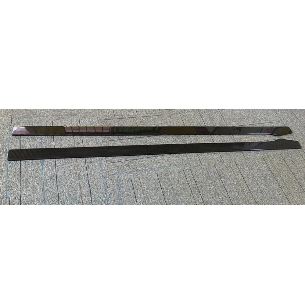 Two Side Carbon Fiber Side Extension Skirt Splitter for Benz W205 Sedan 4DR C205 Coupe 2DR C200 C300 C43 C63 AMG 2015 - 2022