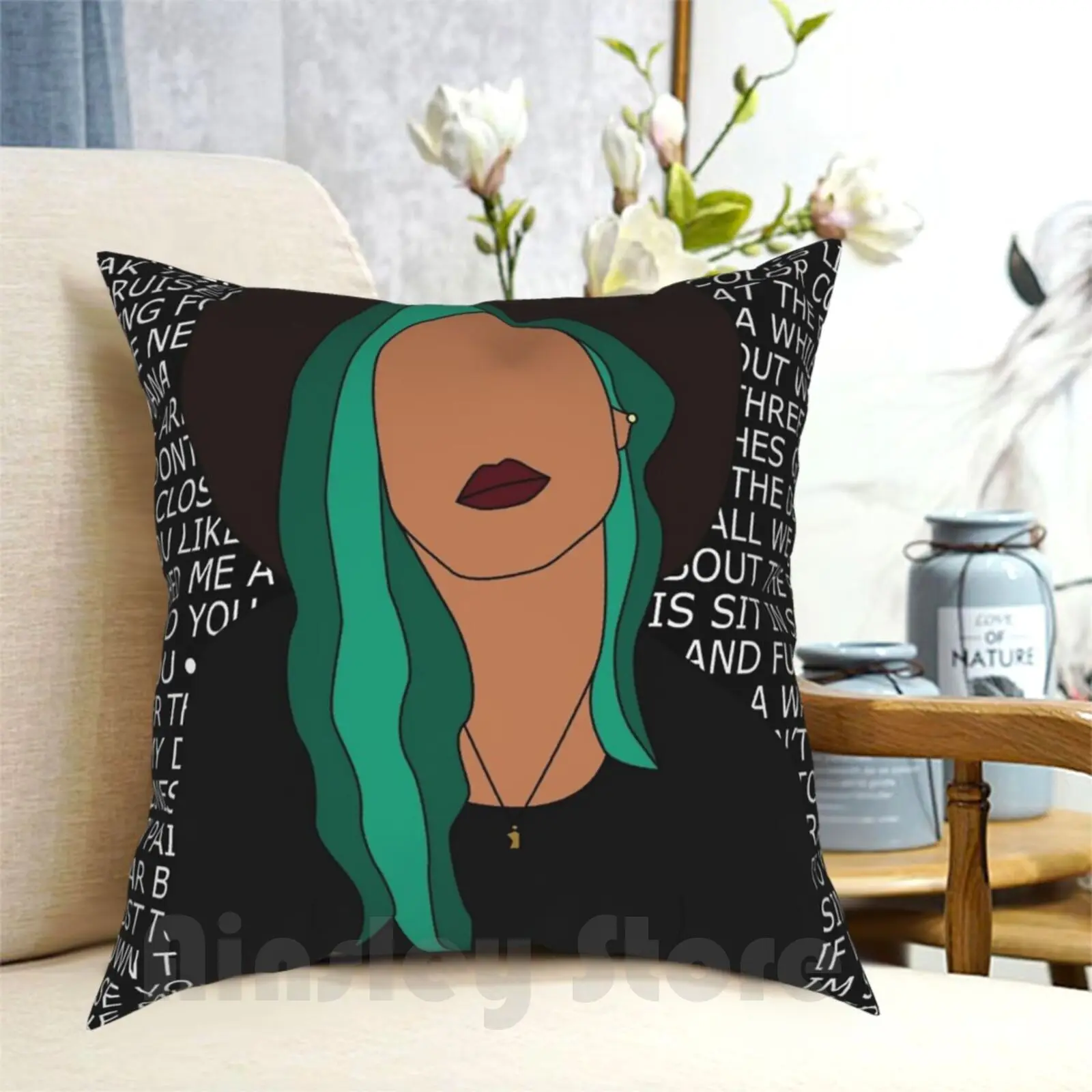 Halsey And Lyrics Pillow Case Printed Home Soft Throw Pillow Halsey Music Girls Womens Lyrics Pop Art Badlands