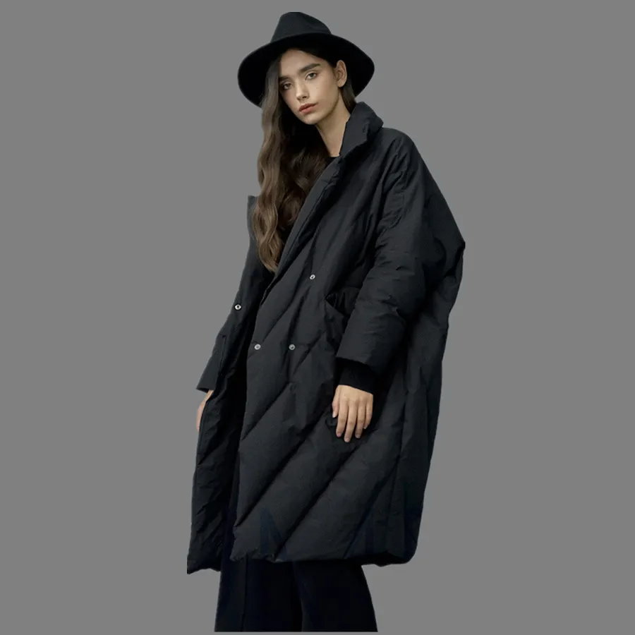 Winter New arrival Women fashion thicker warm White Duck Down coat Jacket Cocoon&Bat Type Thicken Parkas with Big Pocket F121