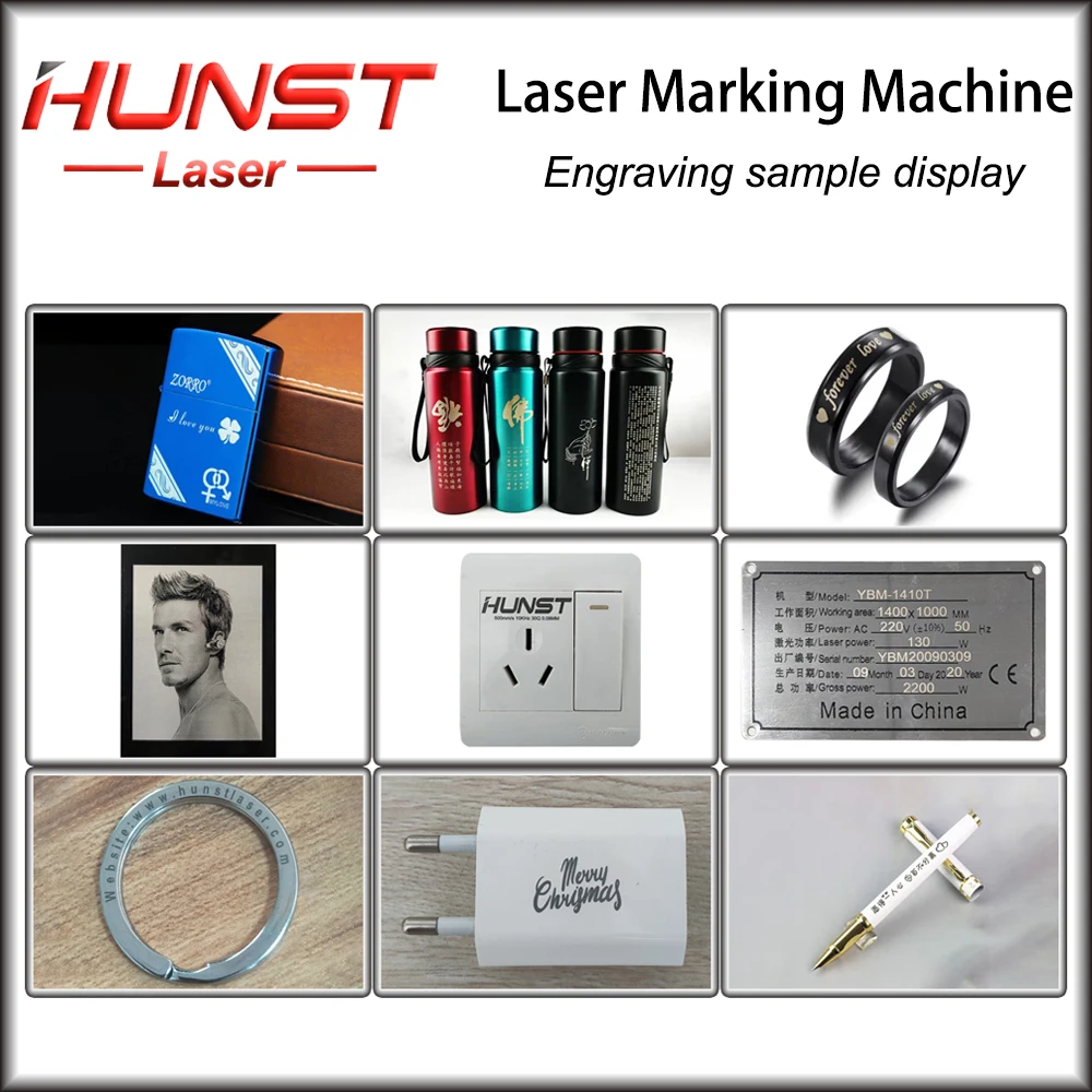 Hunst 60W 50W 30W 20W Fiber Laser Marking Machine Raycus MAX JPT 70mm ~300mm Working Area for DIY Marking Metal Stainless Steel