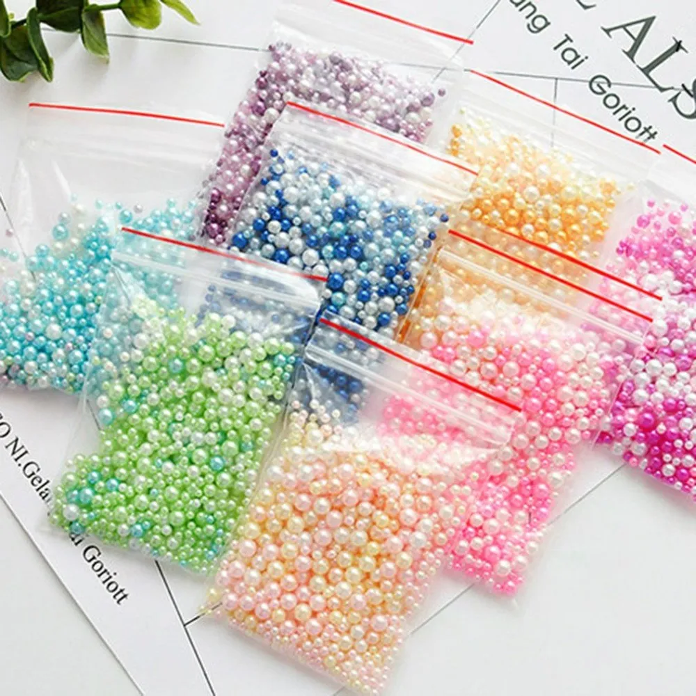 3/4/5mm Mixed ABS Round Imitation Pearls Loose Beads No Hole for DIY Garment Clothing Shoes Beads Accessories Supplies 10g