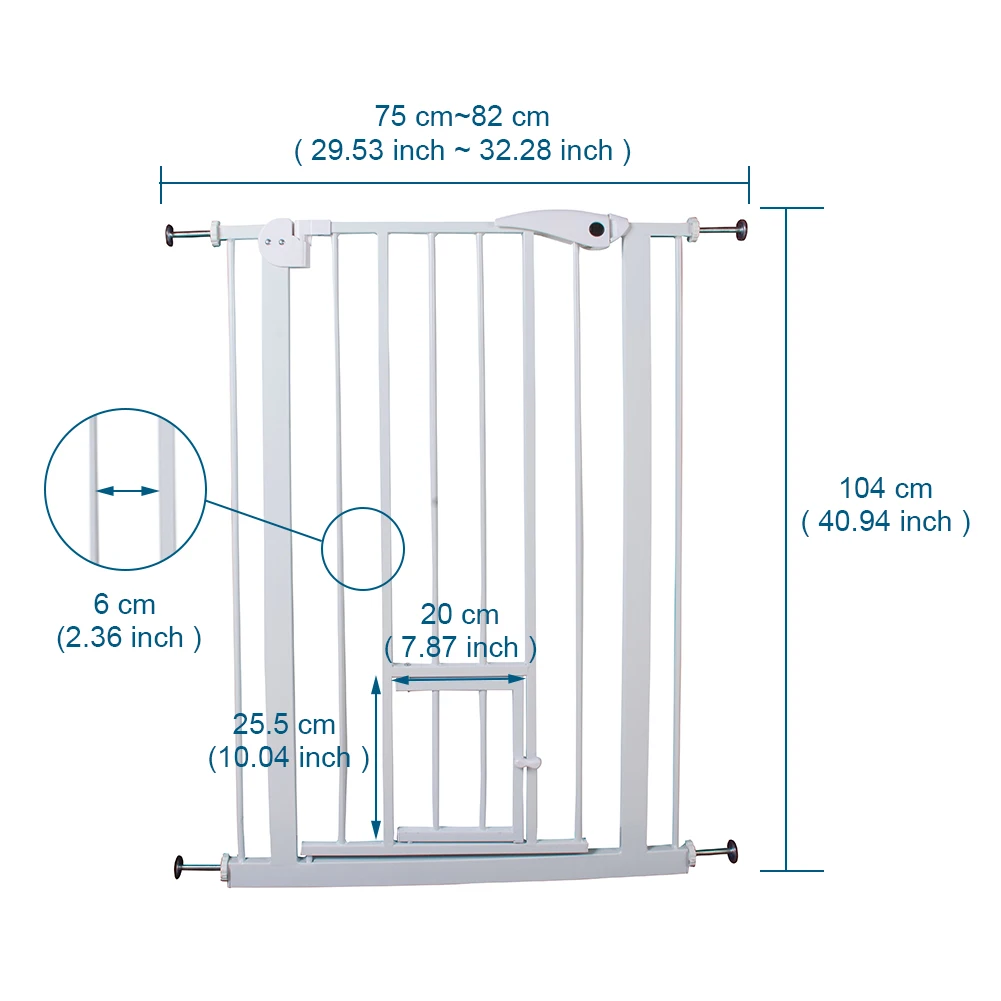 House Stair Door Gate Fence with Small Door Pet Puppy Dog Cat Barrier Gate Safety Children Doorways Guardrail One Lock