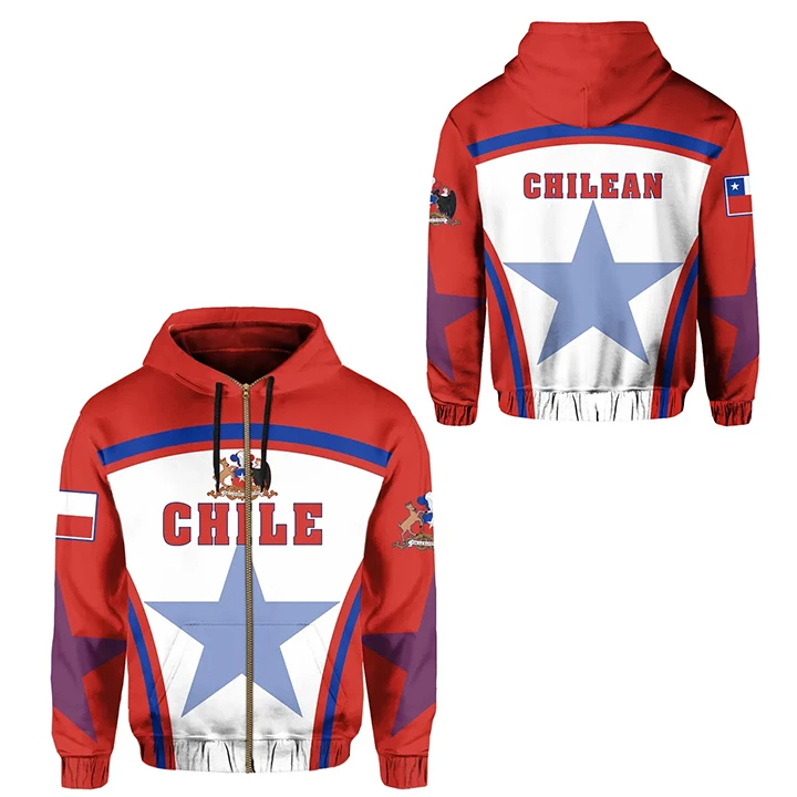 PLstar Cosmos 3DPrint Newest Chile Country Flag Unique Funny Men/Women Cozy Hrajuku Casual Streetwear Hoodies/Zip/Sweatshirt O-3