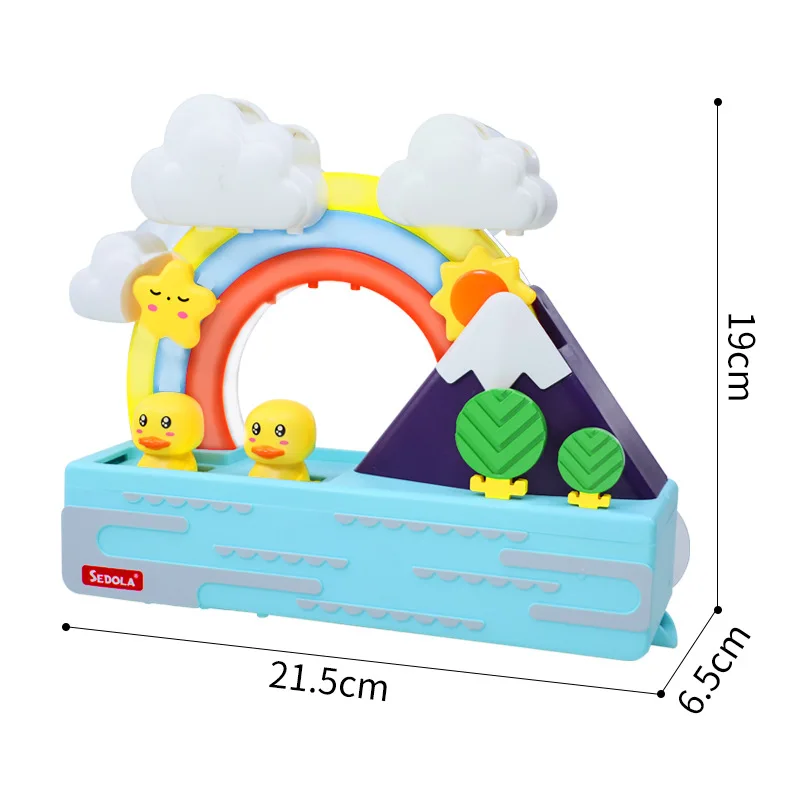 Tubería de ducha de arcoíris para niños, juguetes de baño para bebés, pistas deslizantes de patos amarillos, juguete para juego acuático educativos