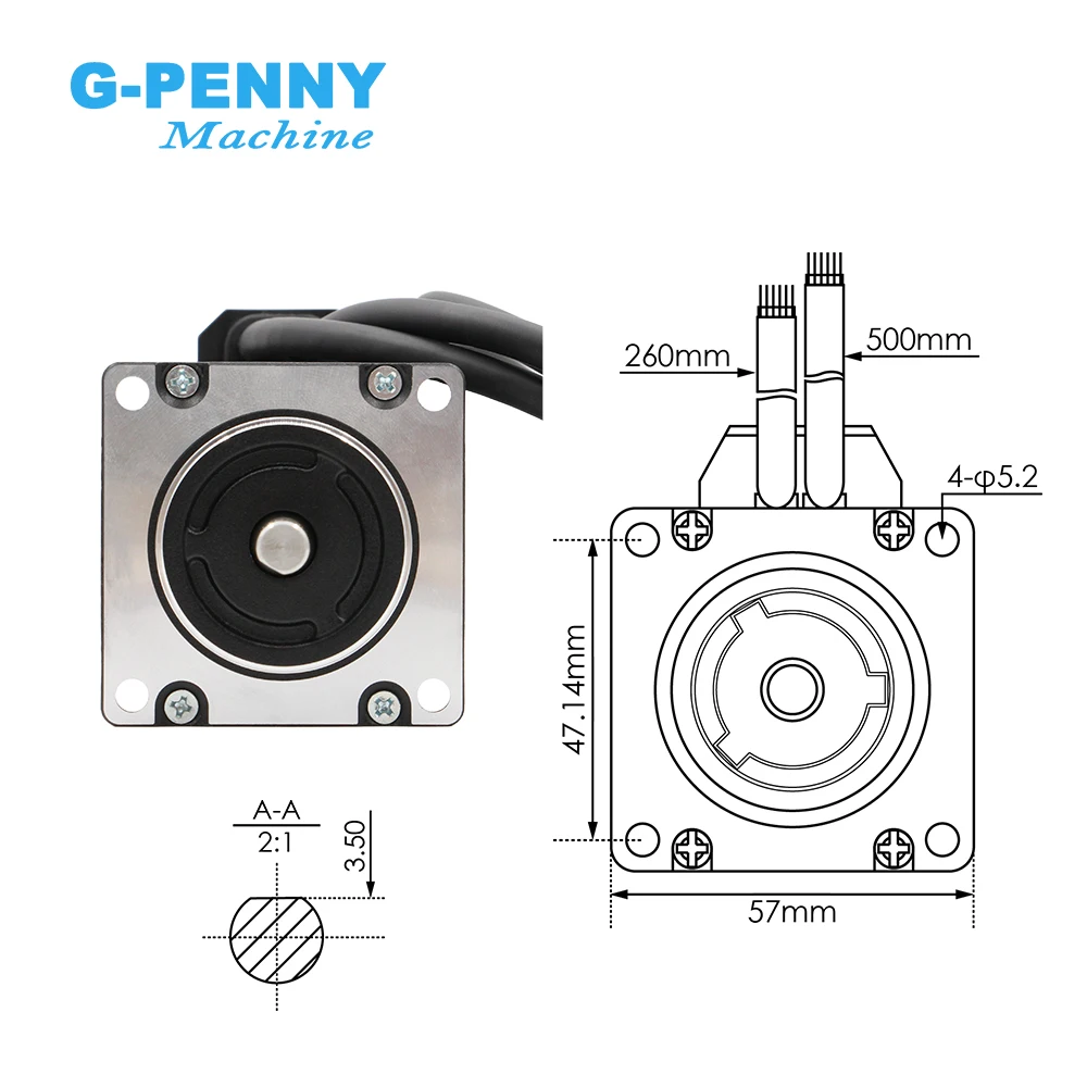 Imagem -04 - Chegada de Novo Nema23 Circuito Fechado Motor Deslizante 2.2nm Hbs57 & 57hs20n Hybird Servo Driver Fase dc 1670v Cnc Roteador Impressora 3d