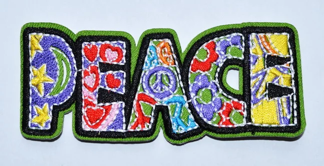 100x Peace Sign Flowers Patch Daisy Hippie Punk bike biker Rock Music Embroidered Iron On Patch (≈ 9.8 * 3.6 cm)