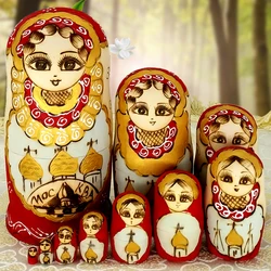 10pcs/set 22cm Hand-painted Russia Dolls 10 Layer Matryoshka Doll Toys for Baby Girls Christmas Gift