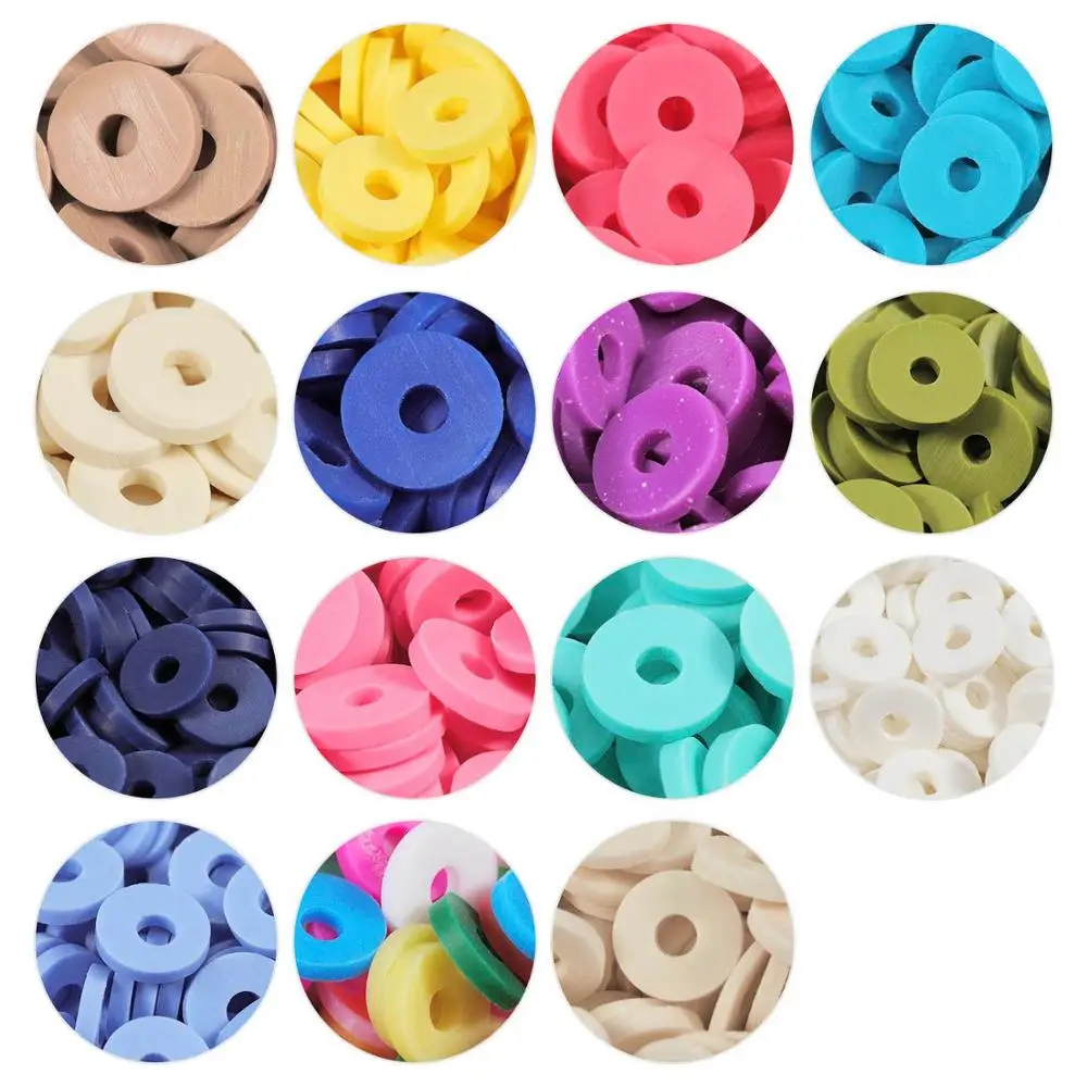 1000pcs/Lot 6mm Flat Round Polymer Clay Beads For jewelry making Mix Boho Color Design Beads For Jewelry Making DIY Bracelet