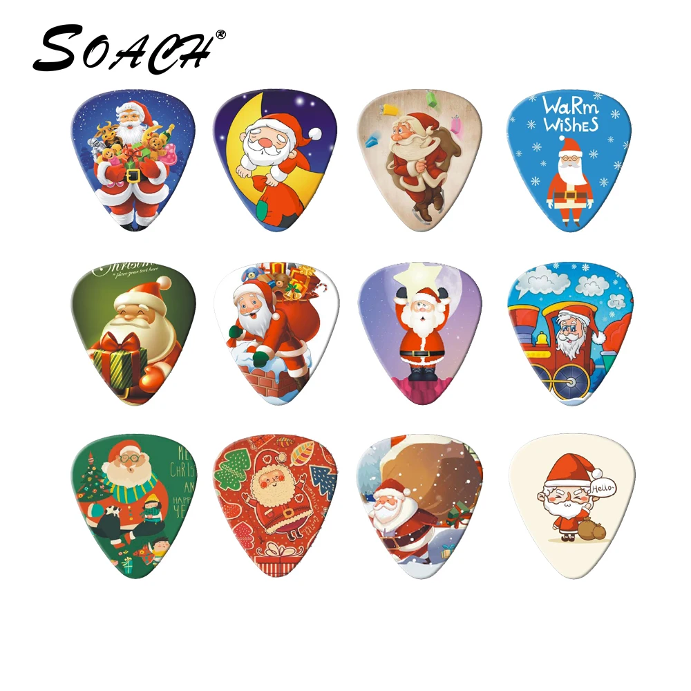 SOACH 10PCS 0.71mm Christmas Santa guitar picks two side pick instruments guitar picks earrings DIY Mix pick guitar accessories