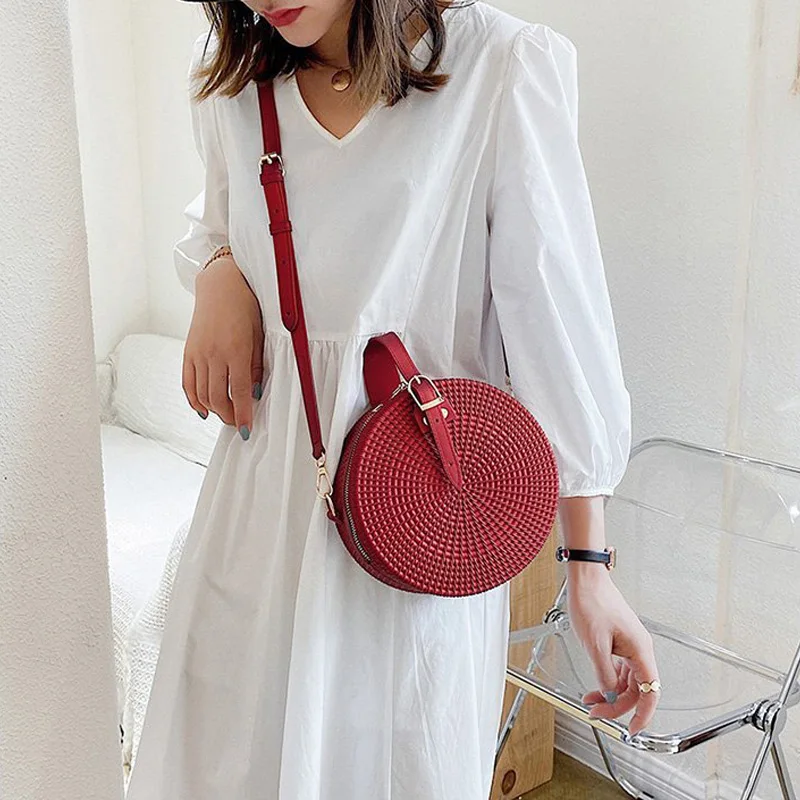 New Fashion Women\'s Crossbody Bags Summer PVC Jelly Shoulder Bag Silicone Woven Round Female Handbag Designer Shopper Purse