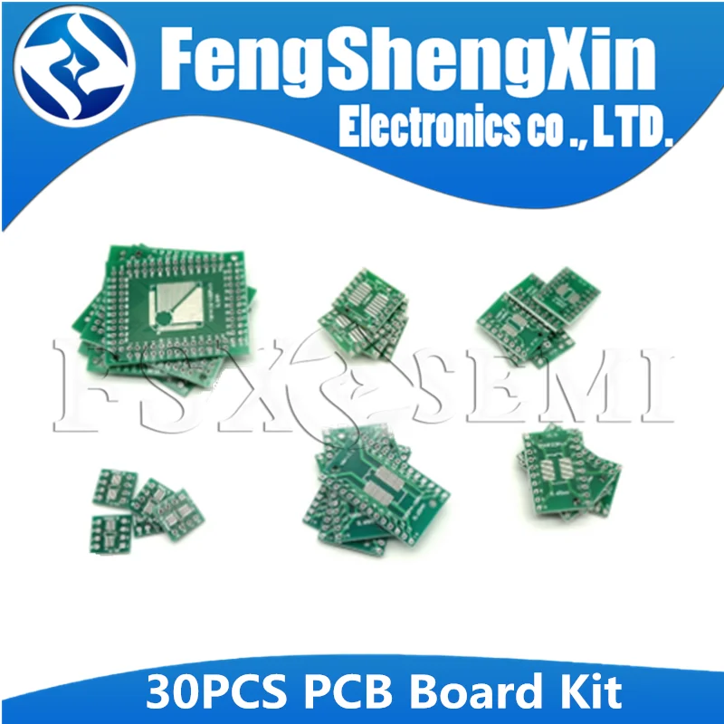 6valuesX5pcs PCB Board Kit SMD Turn To DIP Adapter Converter Plate FQFP SOP8 SOP14 SOP16 SOP20 SOP28 QFP SOP 8 14 16 20 28 TSSOP