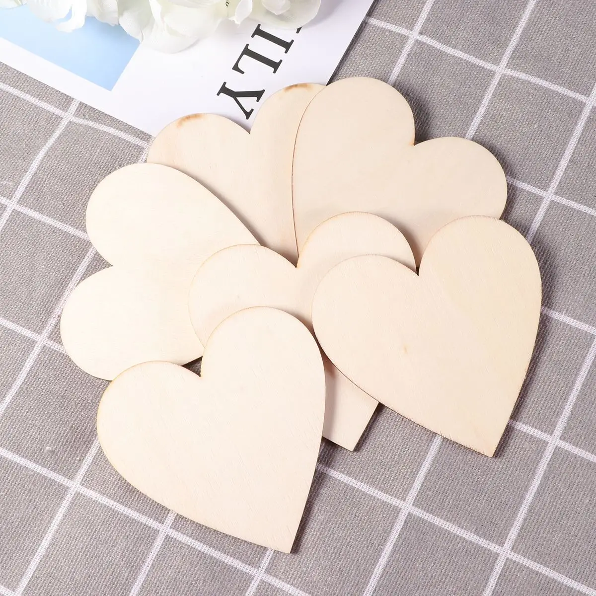 10pcs 80mm DIY Doodle Educational Toy Small Natural Hand Heart Table Scatter Scrapbooking Embellishments DIY Craft Heart-