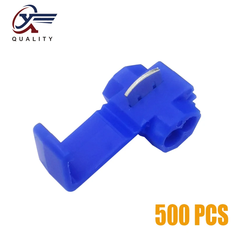 

500Pcs Electrical Wire Cable Crimp Terminals Quick Splice Blue Electrical Cable Connectors Fast Lock Wire Terminals Crimp