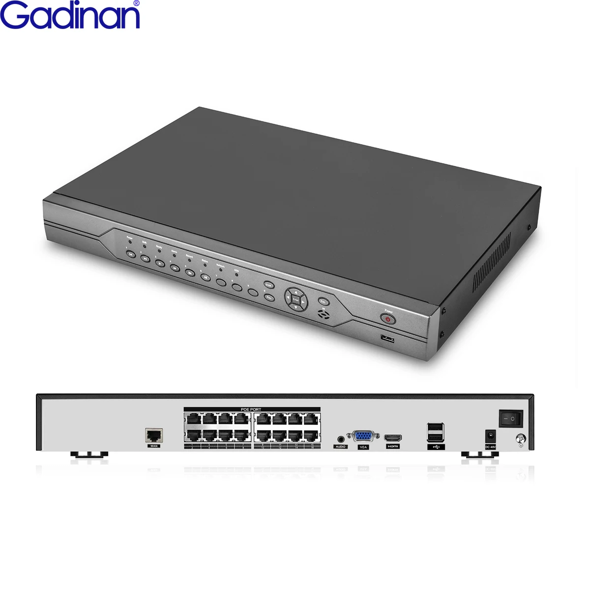 Gadinan H.265+ 16CH 4K 8MP POE CCTV NVR P2P Network Video Recorder For 8MP 5MP 4MP 3MP 1080P POE IP Cameras Surveillance XMeye