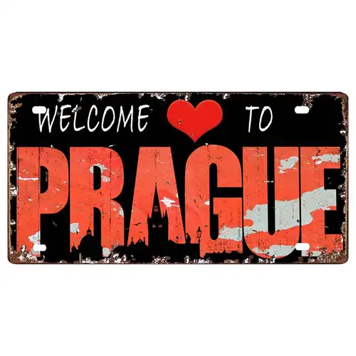 Prague Travel City Car Lisence Vintage Poster Souvenir Metal Sign Retro Plaque For Wall Shop Bar Home Decor 30X15CM  DC-0958A - Image 27