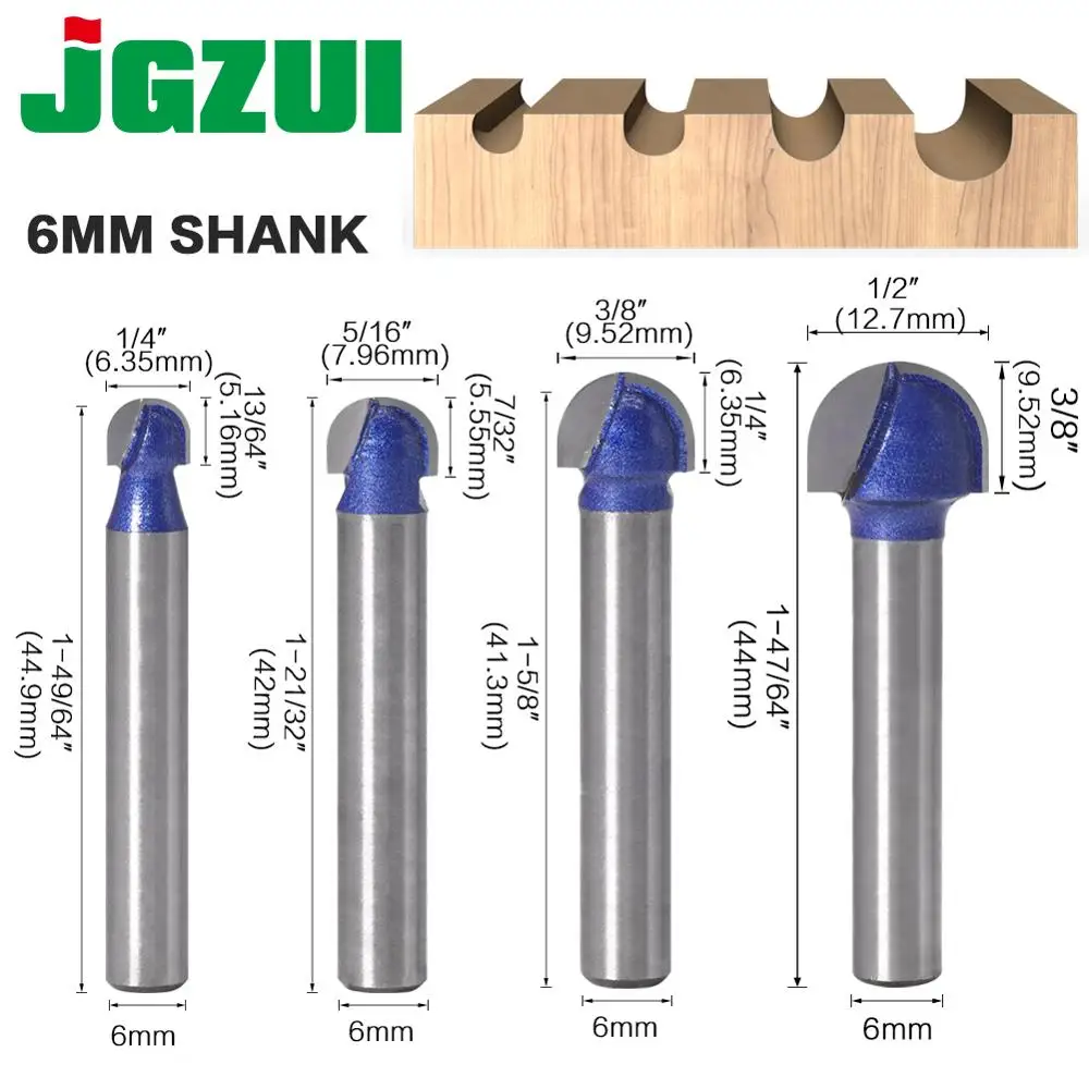 1pcs 6mm Shank Professional level Ball Nose Router Bits Set End Mill Round Cove Box Solid Carbide CNC Radius Core Milling Bit