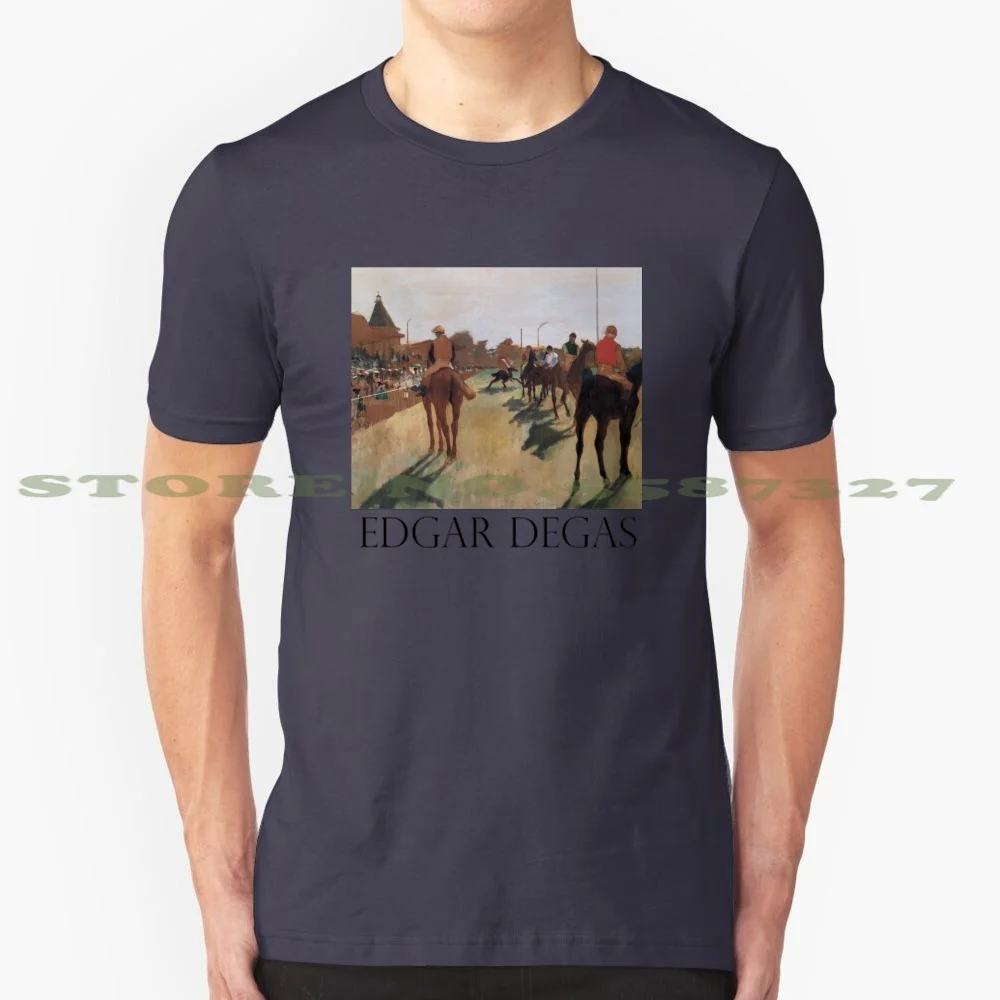 Edgar Degas : Race Horses 100% Cotton T-Shirt Edgar Degas Race Horse Racing Racehorse Jockey Racetrack French Classic