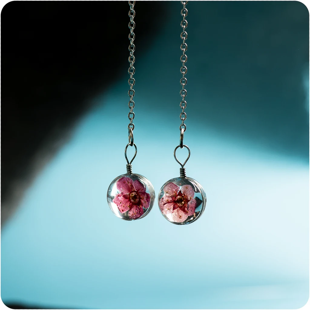 Transparent Glass Eardrop Dried Flower In Glass Ball Earrings Fantasy DIY Ear Lines Dangle Earring For women #BZ116