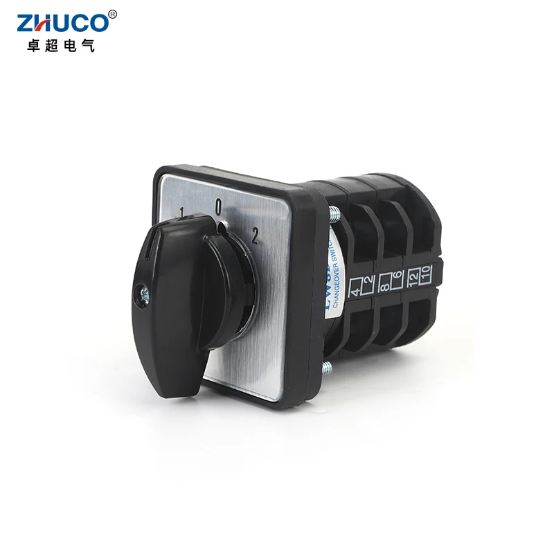 ZHUCO LW8D-10 3 Positions 1-4 Phases 10A 1-0-2 Panel Mounting Cam Changeover Switch Reversing Switch Rotary D101.1 D202.2 D303.3