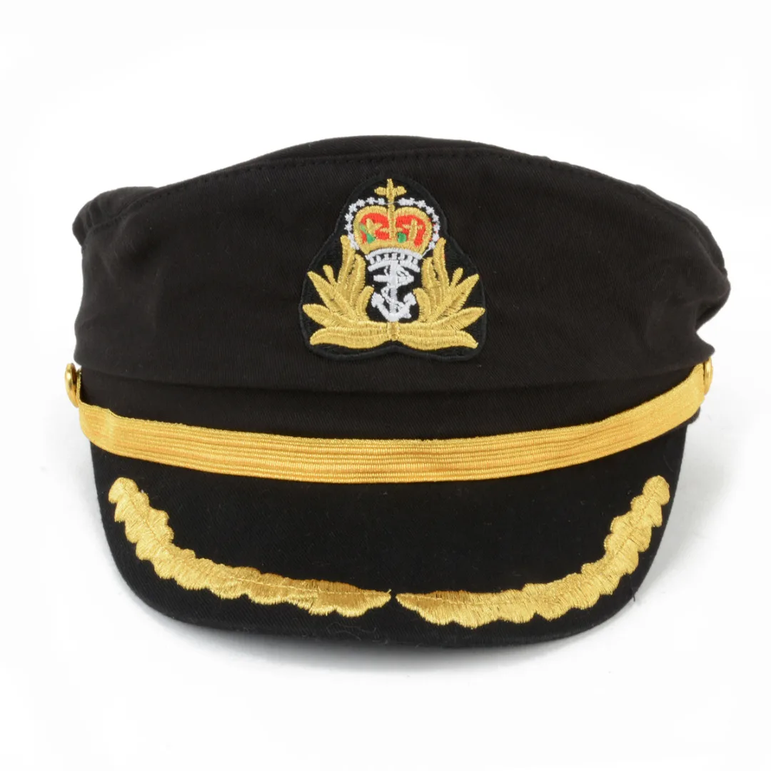 Mannen Vrouwen Navy Sailor Hoed Officer Stag Night Nautische Captain Cap Hoed Zwart